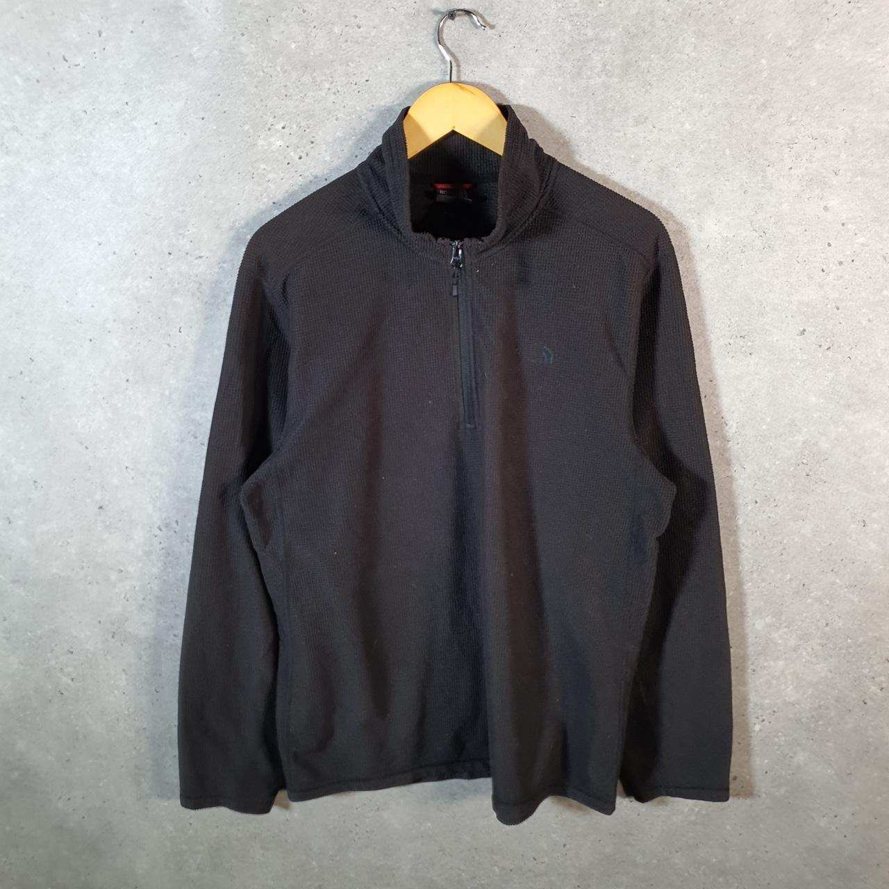 Vintage The North Face TNF Teddy Fleece Sweatshirt Mens Large 1/4 Zip Black Logo