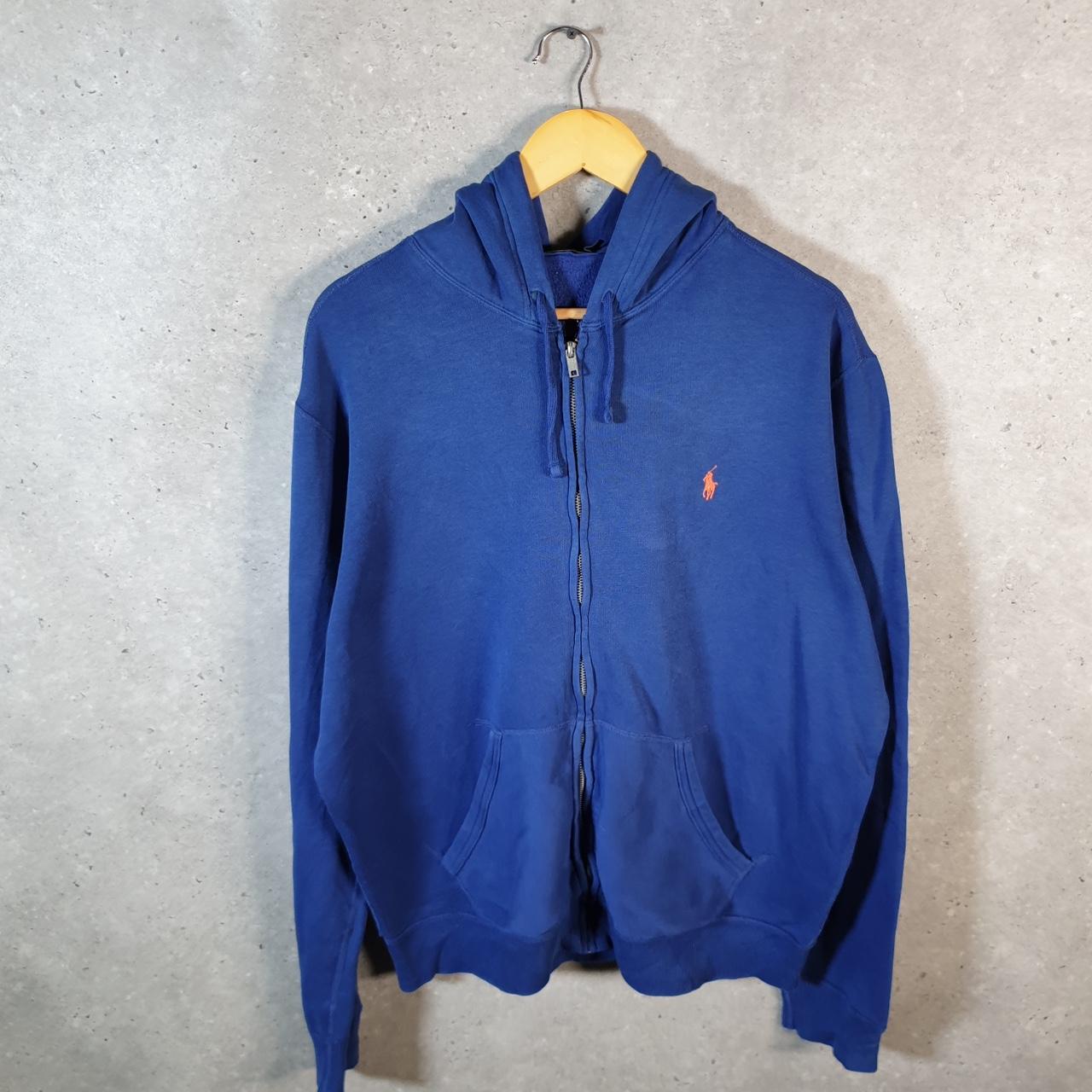 Vintage Ralph Lauren Polo Heavyweight Hoodie Men’s Large Blue Cotton Full Zip Pony