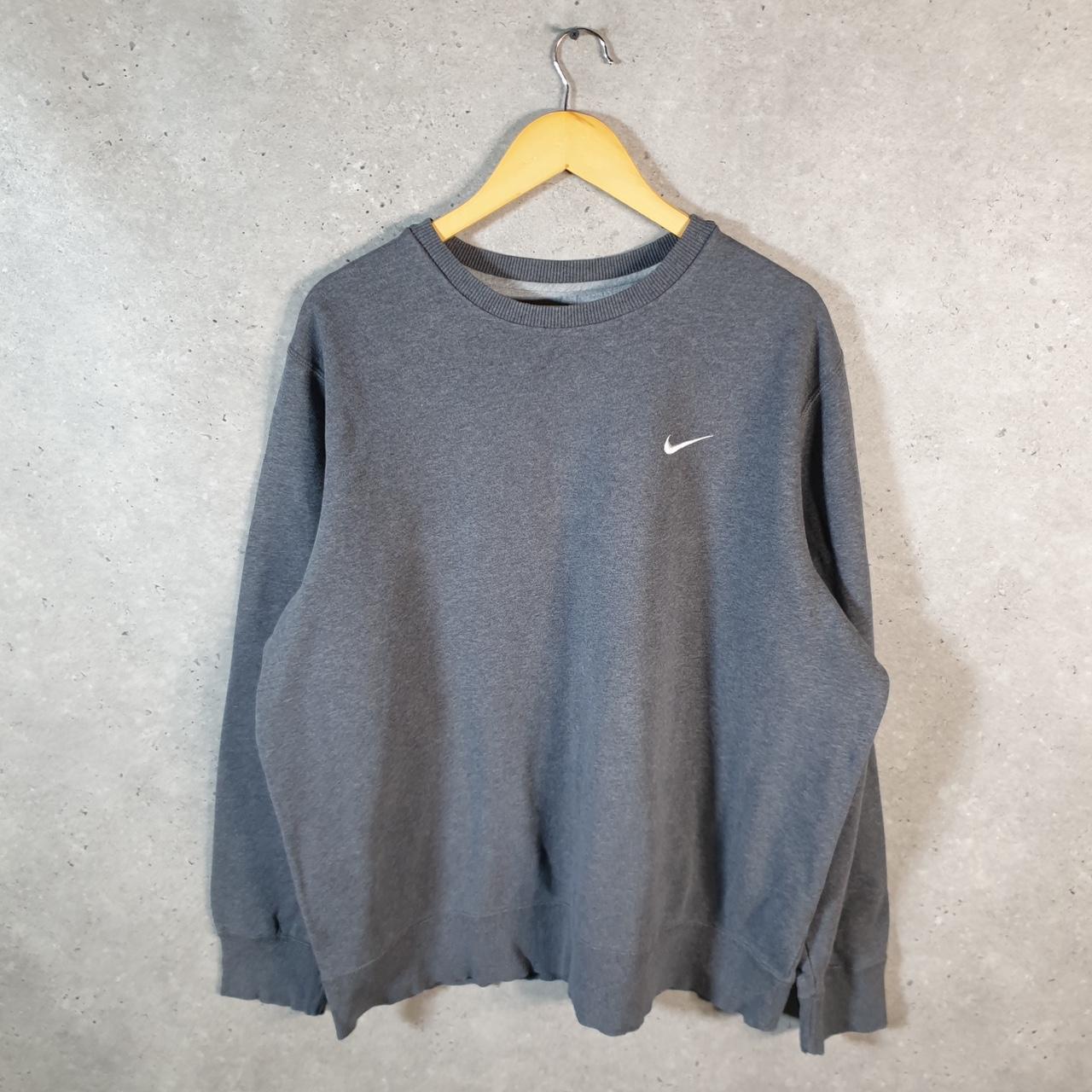 Vintage Nike Club Embroidered Sweatshirt Men’s 2XL Grey Swoosh Y2K Pullover Logo