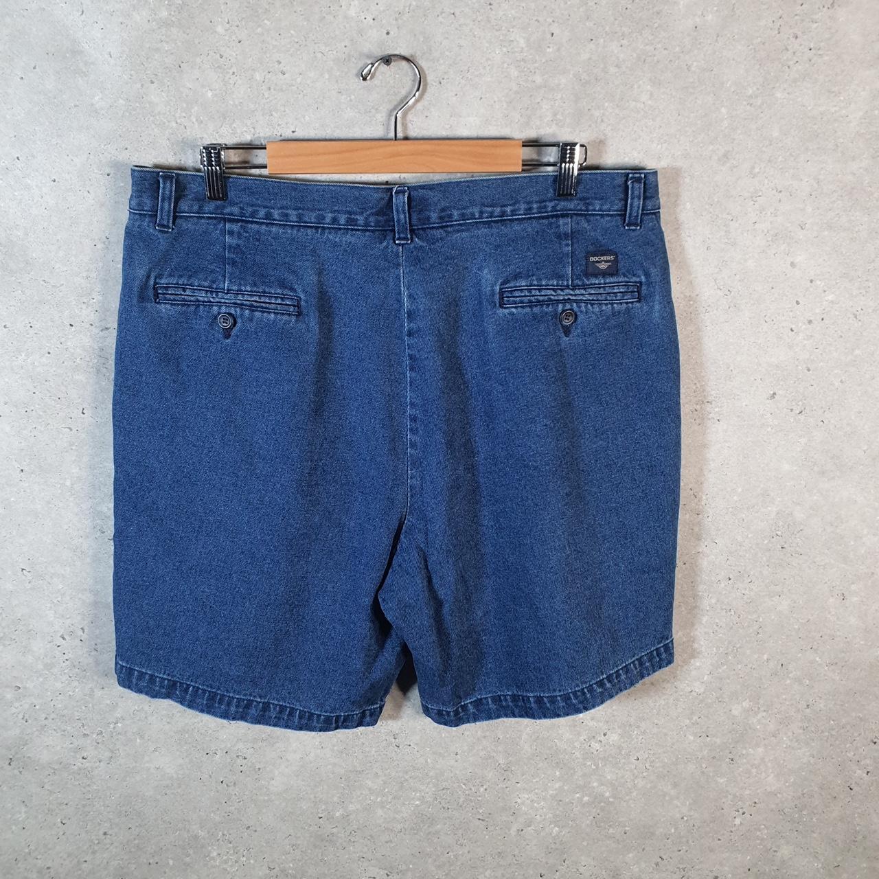 Vintage Dockers Baggy Shorts Jorts Cargo Mens W38 Blue Denim Relaxed Fit Cargo