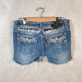 Vintage Miss Me Baggy Y2K Hip Hop Jeans Shorts Jorts Womens W30 Blue Denim Low Rise