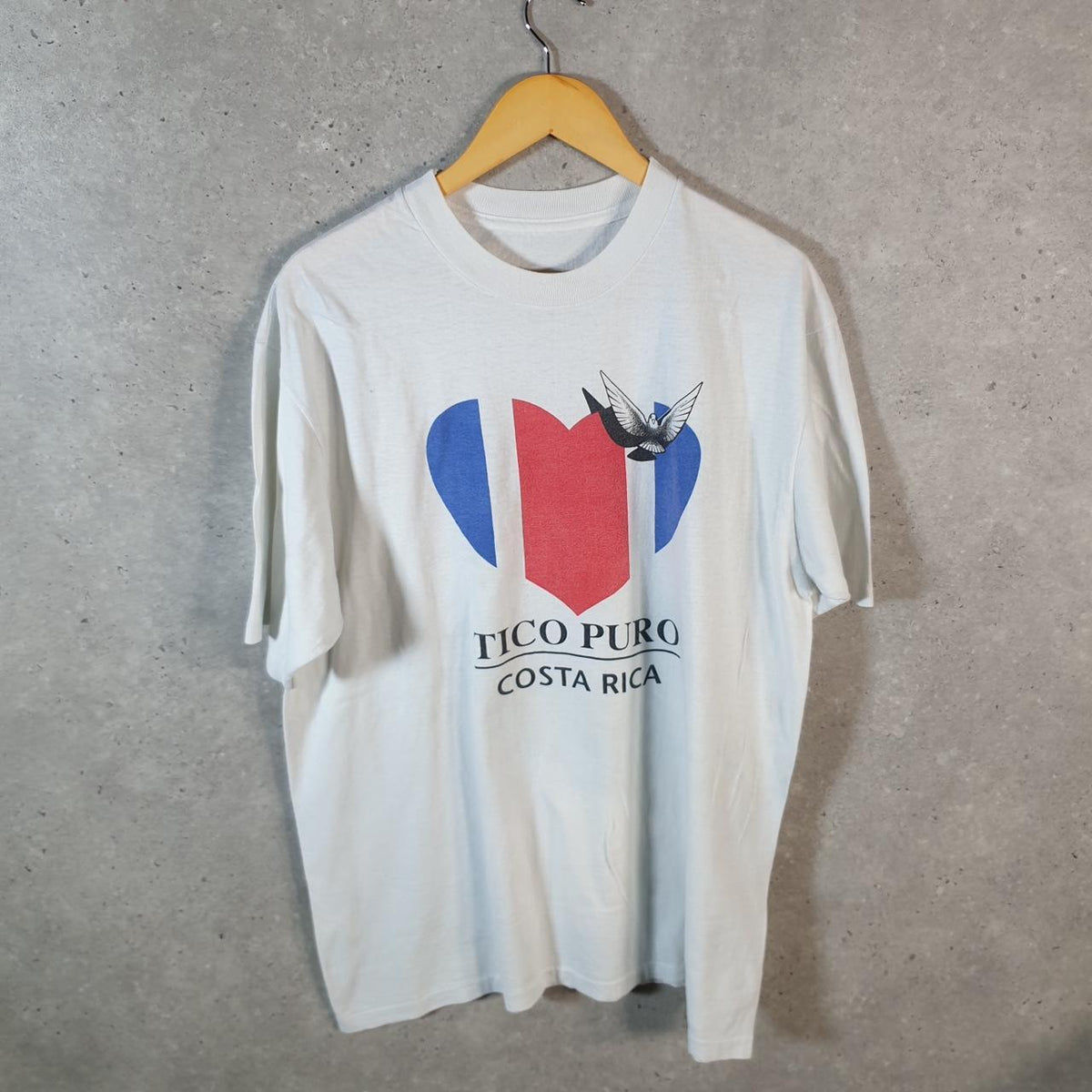 Vintage Tico Puro Costa Rica Graphic USA 90s Single Stitch T Shirt Men’s Medium White C8909