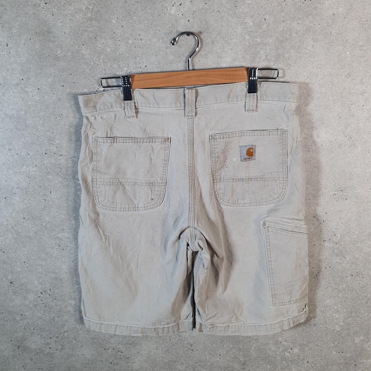 Vintage Carhartt Baggy Carpenter Shorts Jorts Cargo Men’s W34 Beige Relaxed Fit Workwear Big Fish Vintage