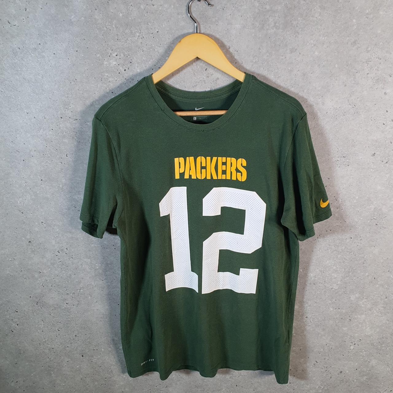Vintage Nike Dri Fit Green Bay-Packers T Shirt Men’s Large Green Logo Swoosh Athletic