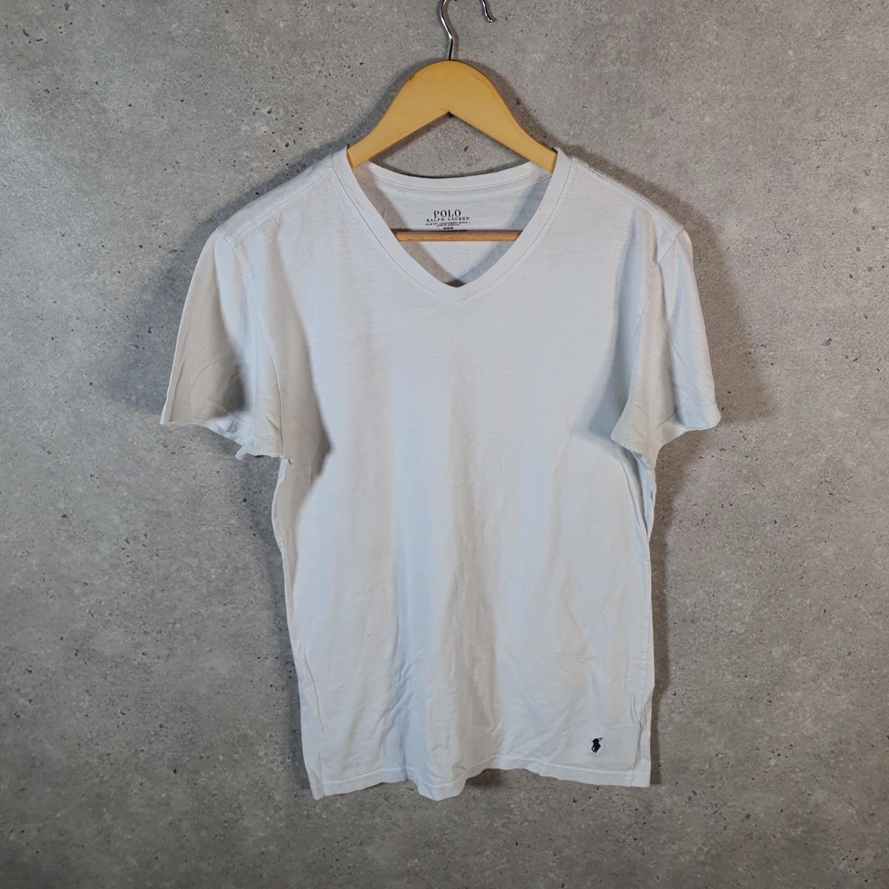 Vintage Ralph Lauren Polo T Shirt Men’s Medium White Slim Fit Embroidered Pony