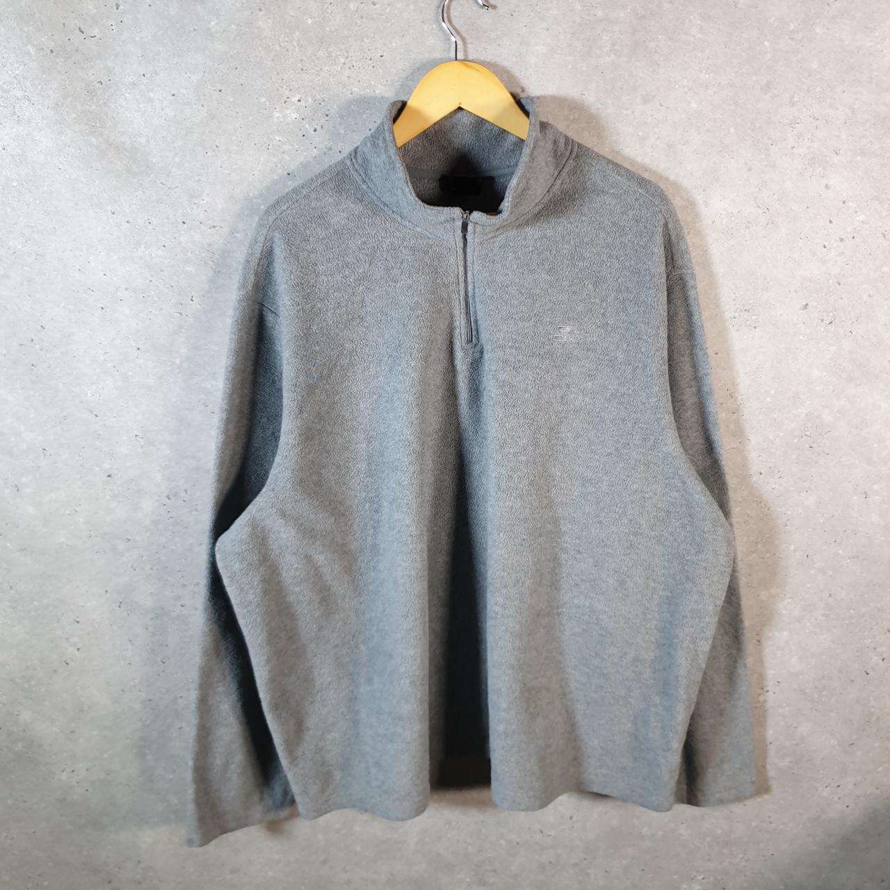 Vintage Starter Fleece Sweatshirt Jacket Mens 3XL Grey 1/4 Zip Embroidered Logo