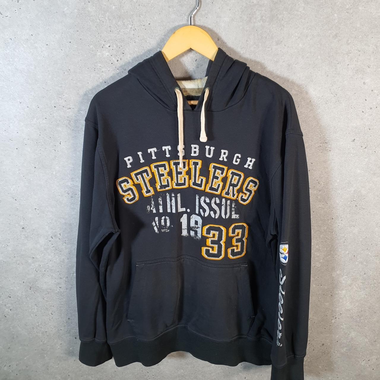 Vintage NFL Pittsburgh Steelers Hoodie Men’s Medium Black USA Pro Sport American Football