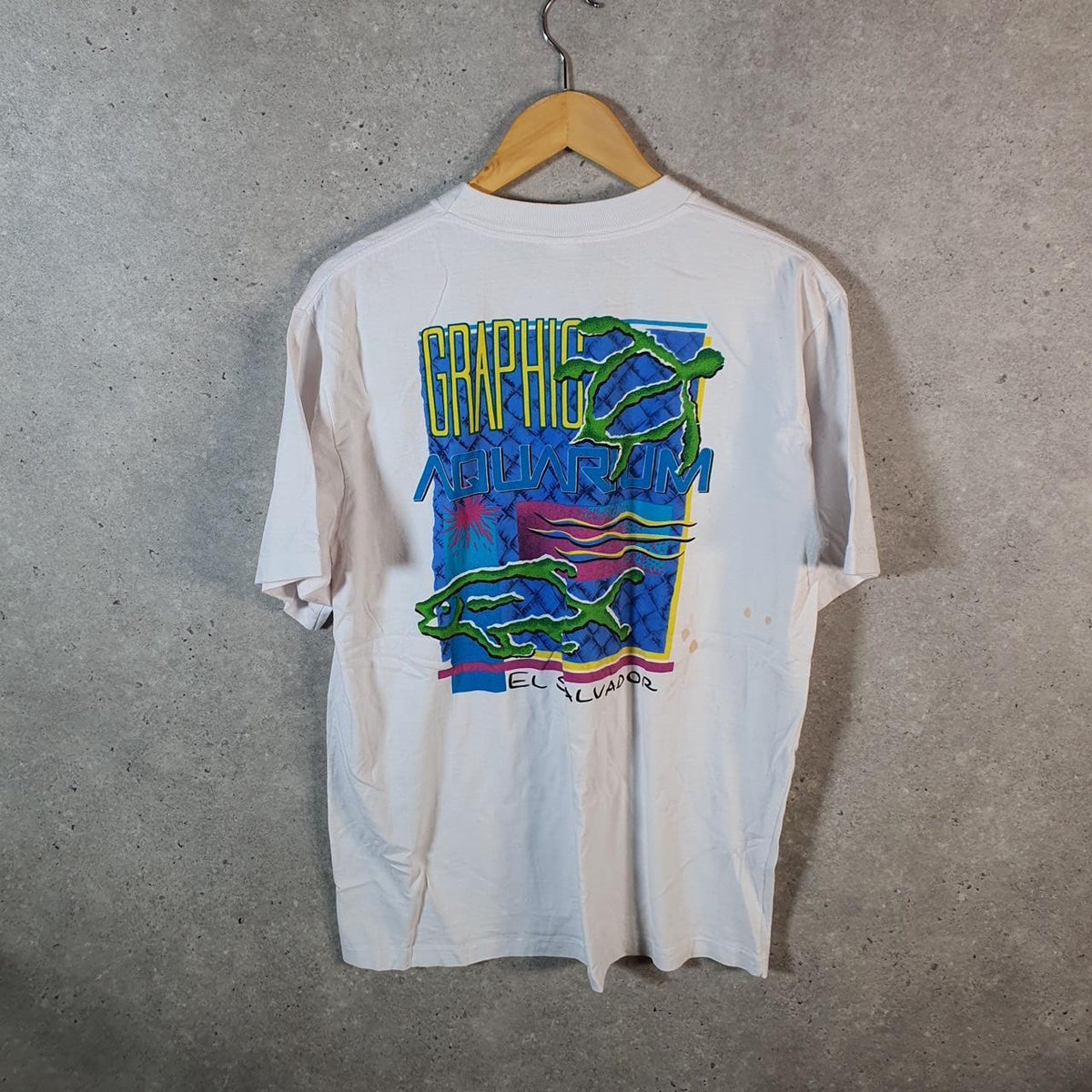 Vintage St Jacks USA El Salvador Single Stitch T Shirt Men’s Large White Big Fish Vintage