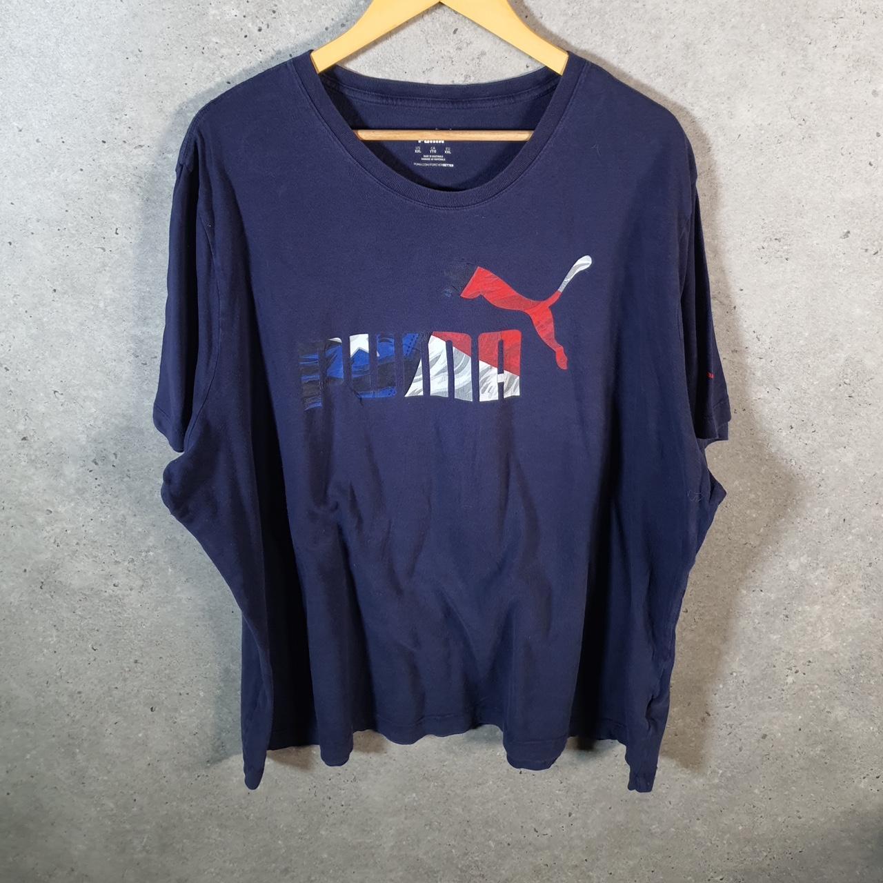 Vintage Puma Spellout T Shirt Men’s 2XL Navy Blue sports Logo Athletic