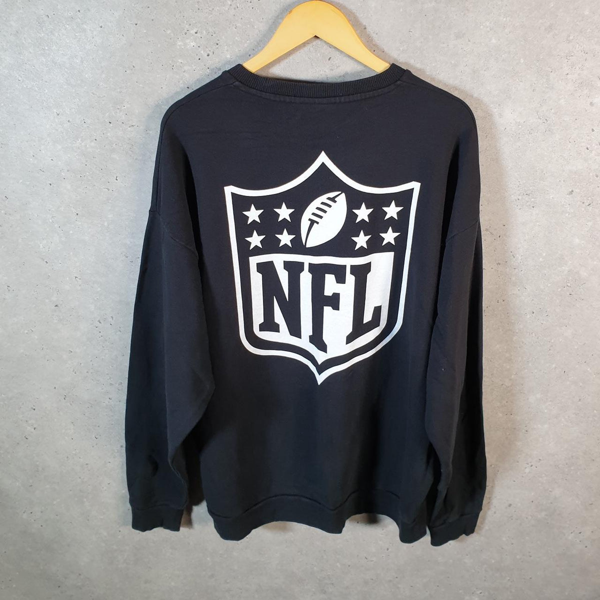 Vintage NFL Spellout Sweatshirt Men’s Large Black USA Pro Sport American Football