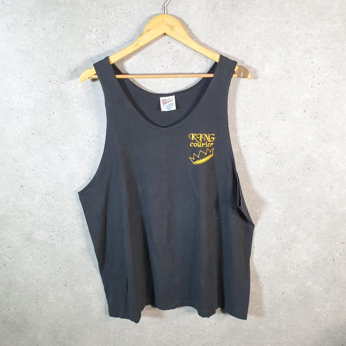 Vintage Hanes King Courier 90s USA Single Stitch Vest Men’s XL Black C8142