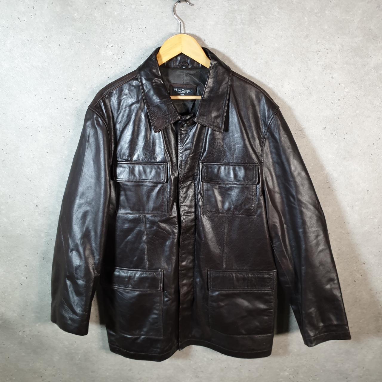 Vintage Lee Cooper Genuine Leather Jacket Pockets Biker Mens XL Black