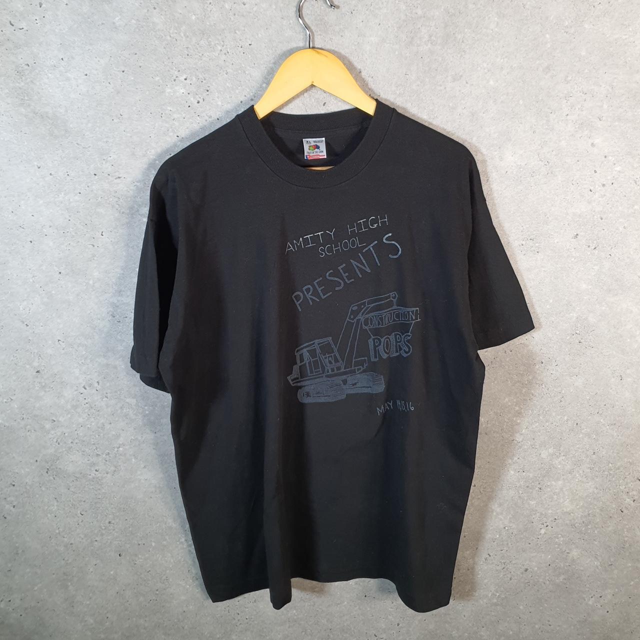 Vintage Fruit Of The Loom Construction Digger 90s USA Single Stitch T Shirt Men’s XL Black