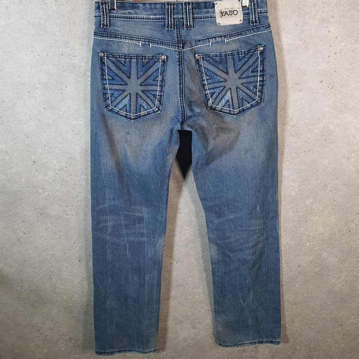Vintage Yaso Baggy Y2K Hip Hop Jeans Mens W32 Blue Embroidered Denim Big Fish Vintage