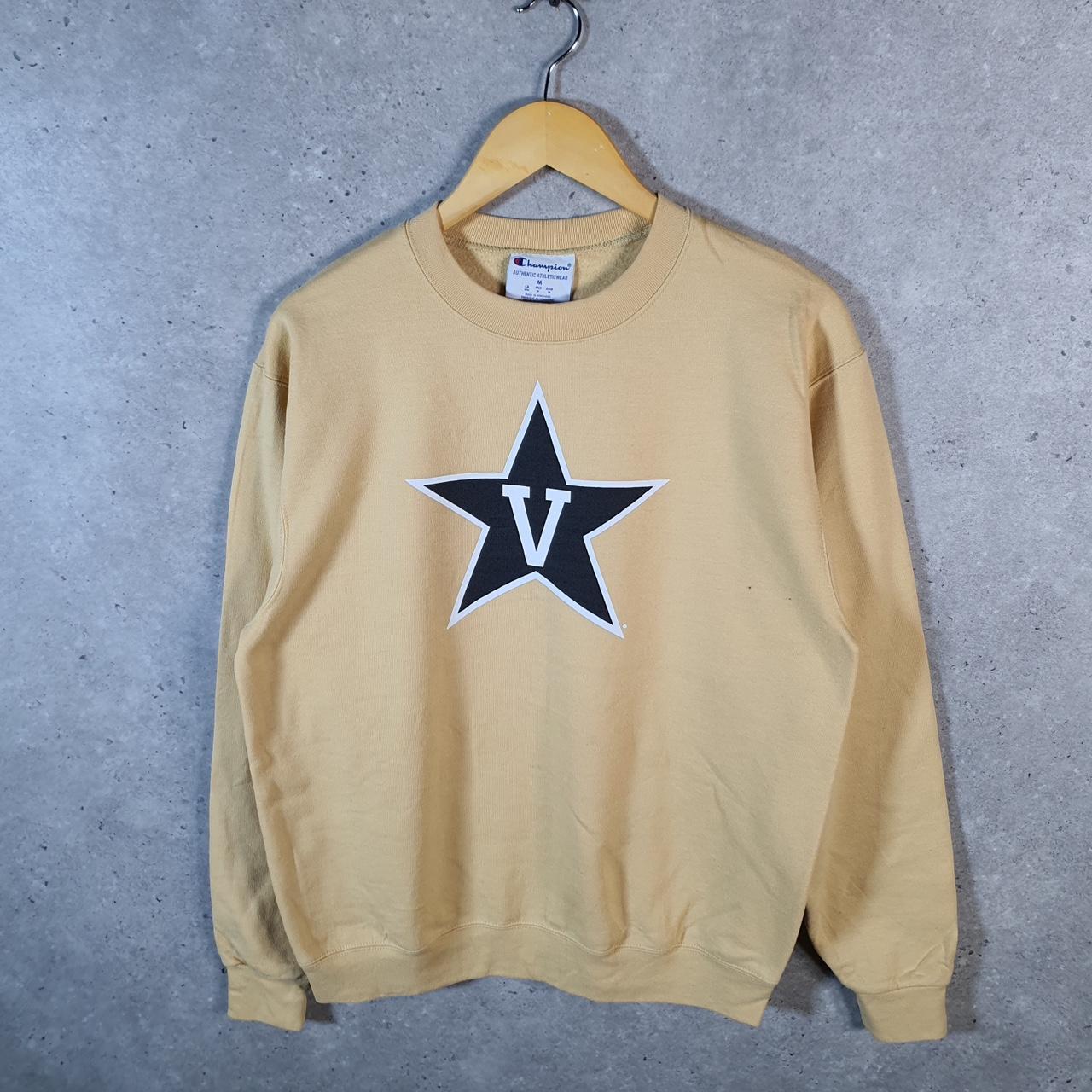Vintage Champion Sweatshirt Men’s Medium Yellow USA Pullover Spellout Logo