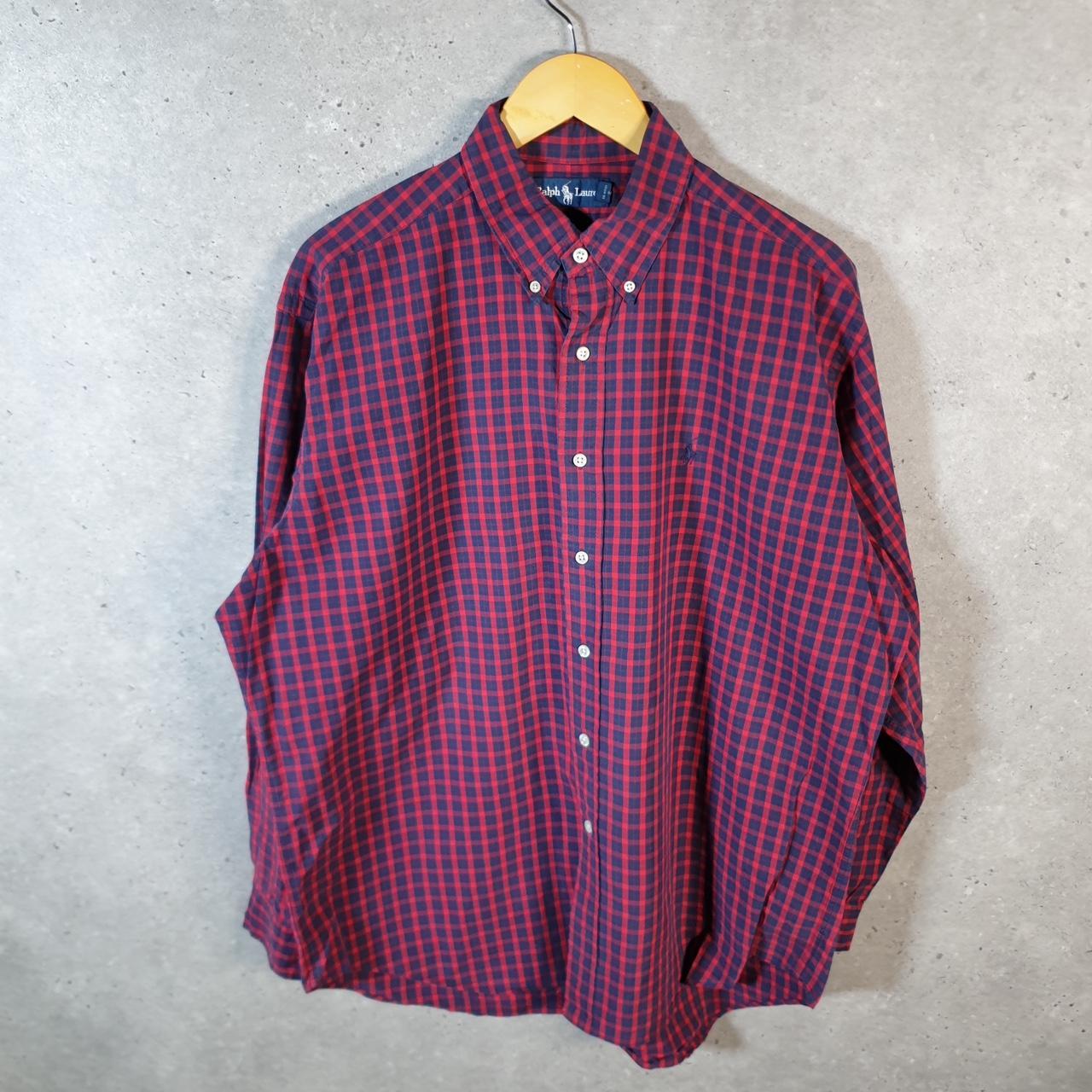 Vintage Ralph Lauren Button Down Shirt Men’s Large Checkered Blake Pony Cotton