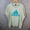 Vintage Adidas Spellout T Shirt Men’s 2XL Green Three Stripes Logo Athletic