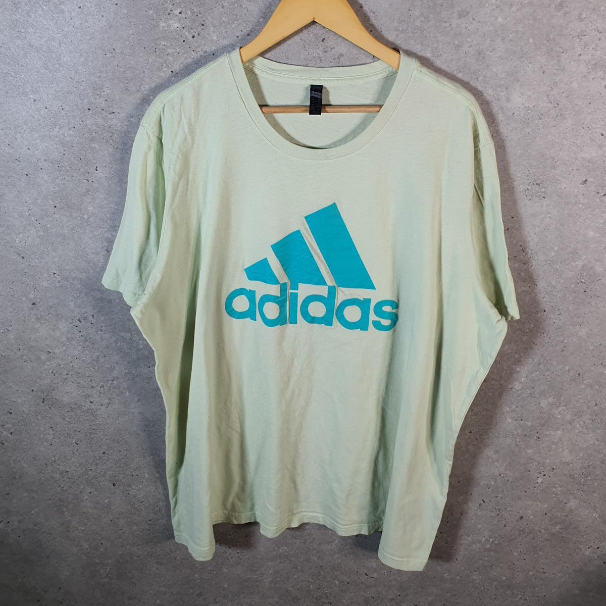 Vintage Adidas Spellout T Shirt Men’s 2XL Green Three Stripes Logo Athletic