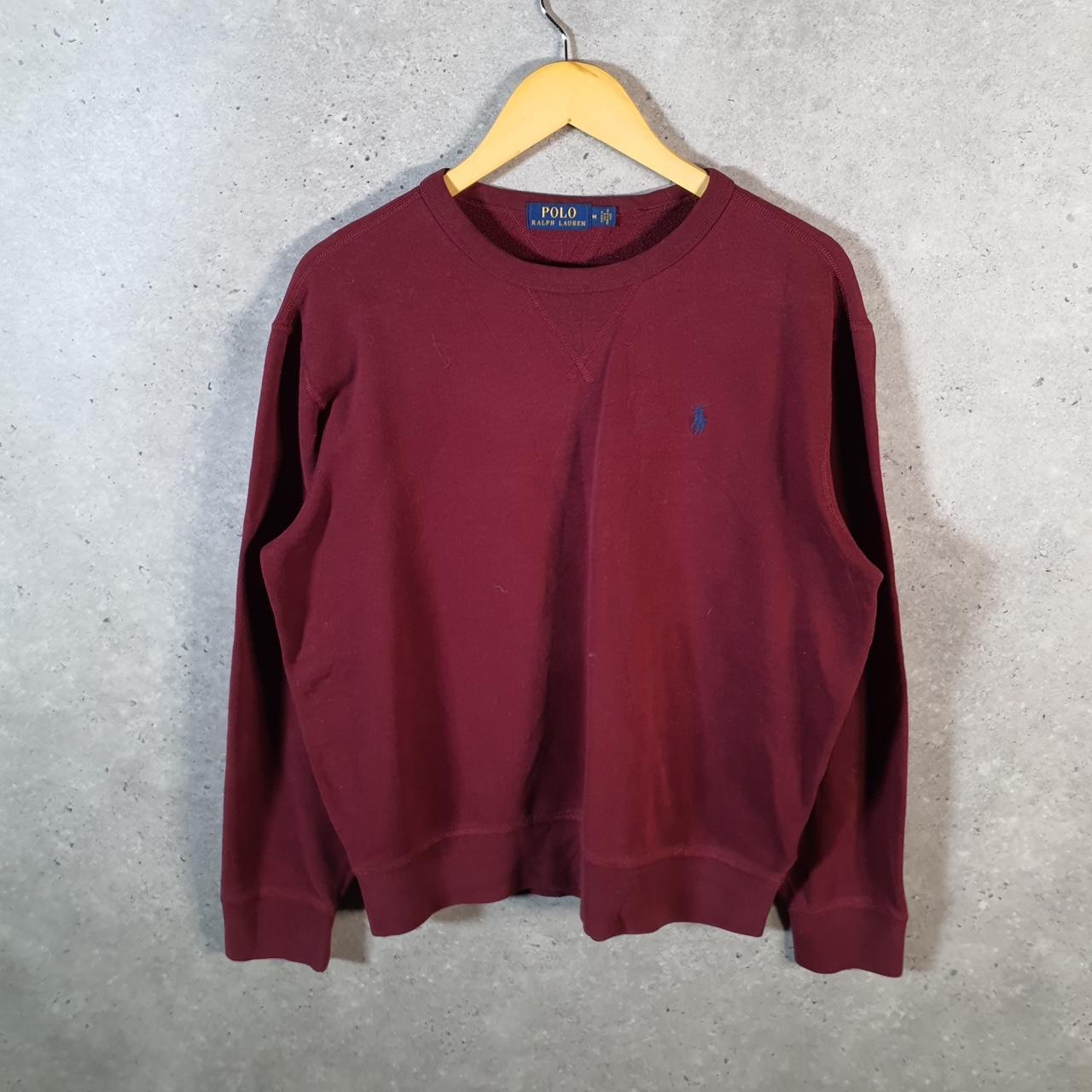 Vintage Ralph Lauren Polo Sweatshirt Men’s Medium Burgundy Red Boxy Baggy Pullover Pony