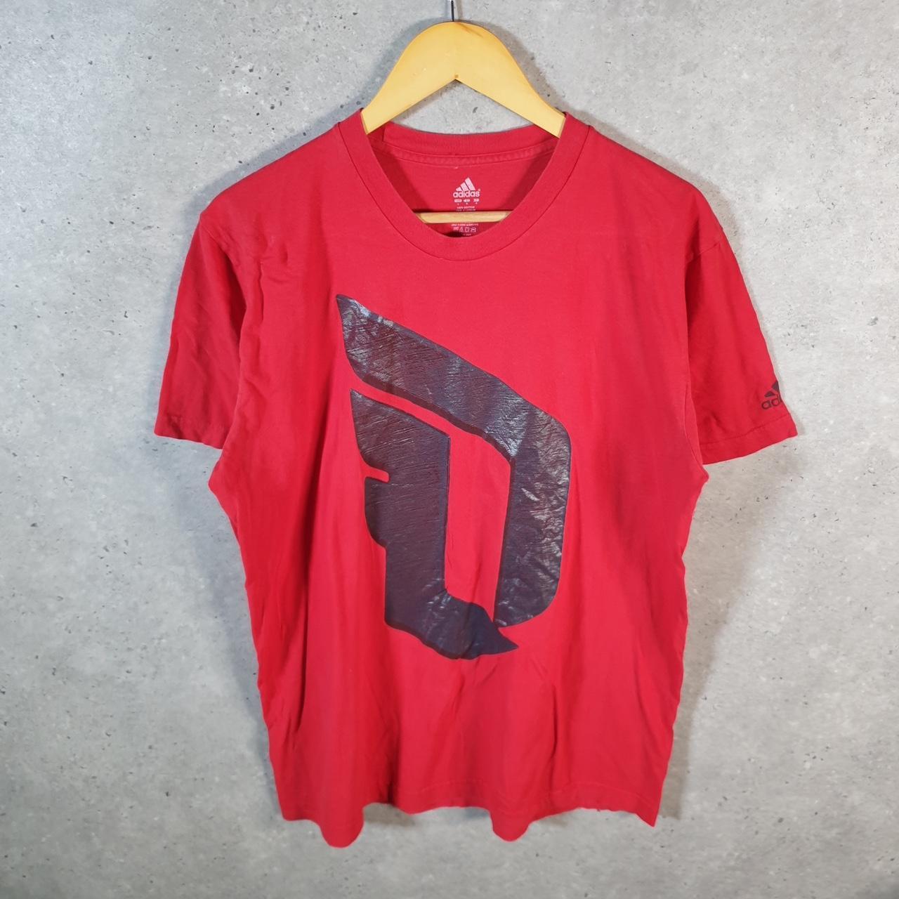 Vintage Adidas Retro Derrick Rose T Shirt Mens Large Red Three Stripes Logo Athletic