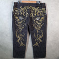 Vintage Imperious Skulls Baggy Y2K Hip Hop Jeans Mens W42 L32 Grey Denim Wide Leg Big Fish Vintage
