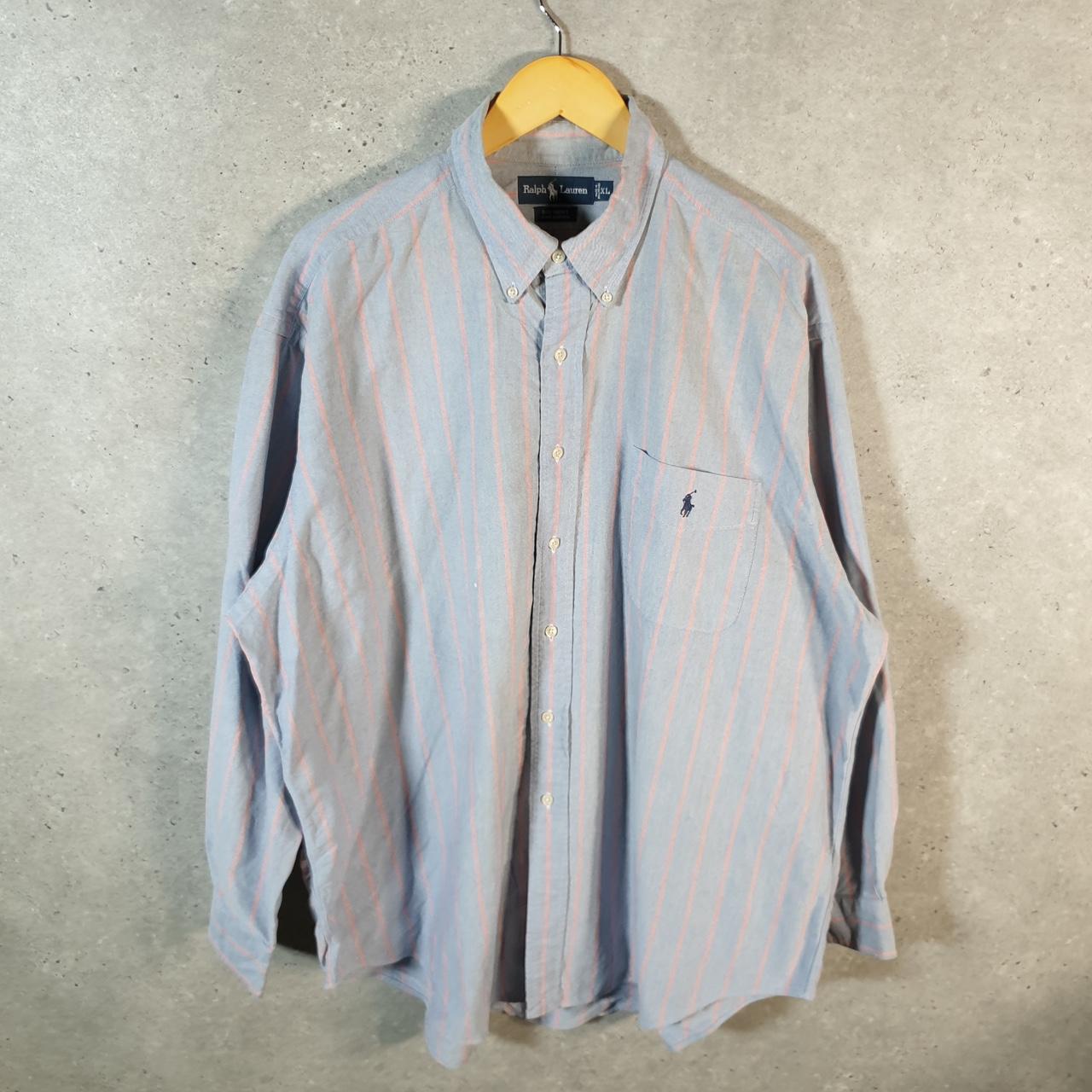 Vintage Ralph Lauren Button Down Shirt Men’s XL Blue Striped The Big Shirt Pony