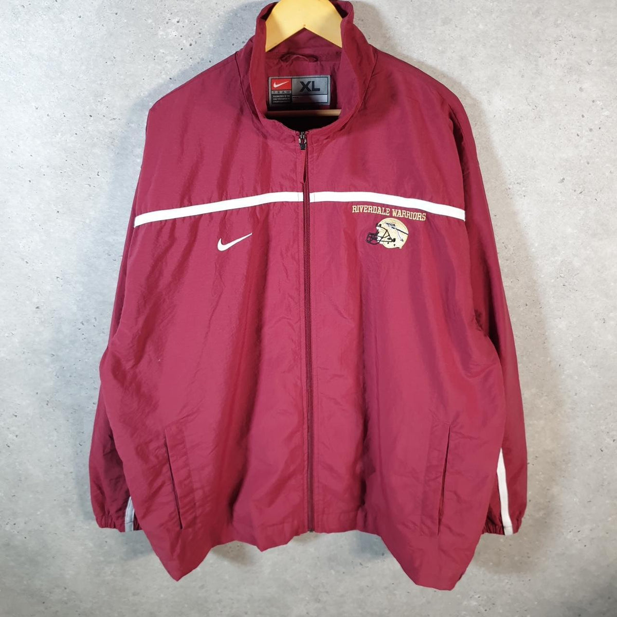 Vintage Nike Team Windbreaker Track Jacket Mens XL Burgundy Red USA Swoosh Full Zip