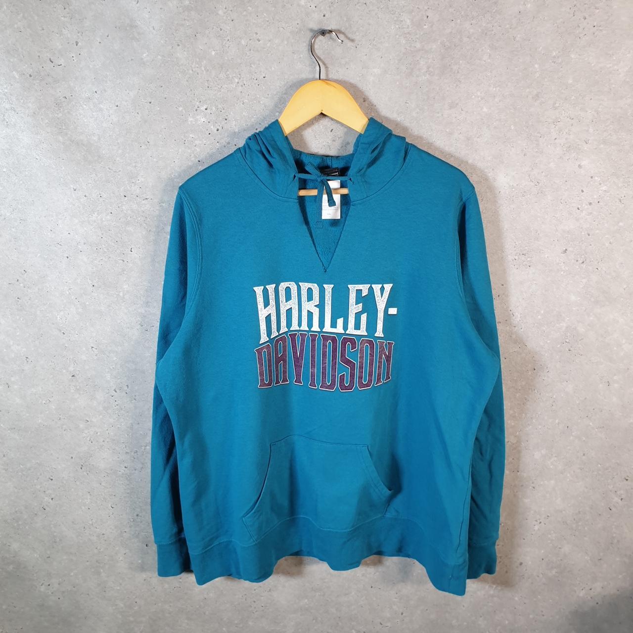 Vintage Harley Davidson Orlando Hoodie Womens 2XL Blue Motorcycle USA