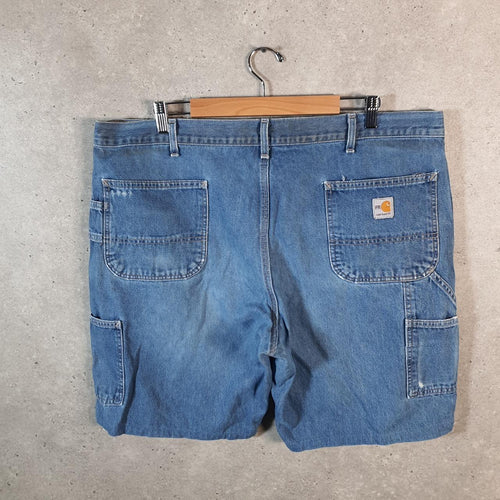 Vintage Carhartt Baggy Carpenter Shorts Jorts Cargo Men’s W40 Blue Relaxed Fit Workwear Big Fish Vintage