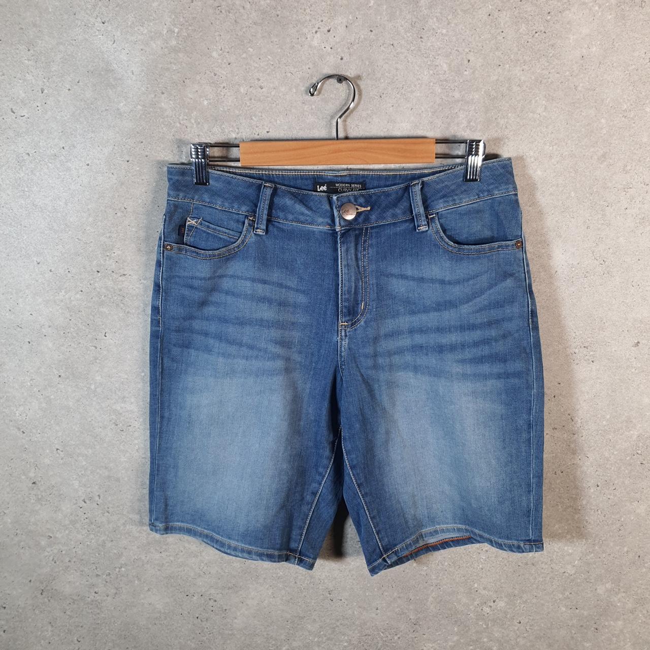 Vintage Lee Baggy Shorts Jorts Cargo Womens W32 Blue Denim Relaxed Cargo