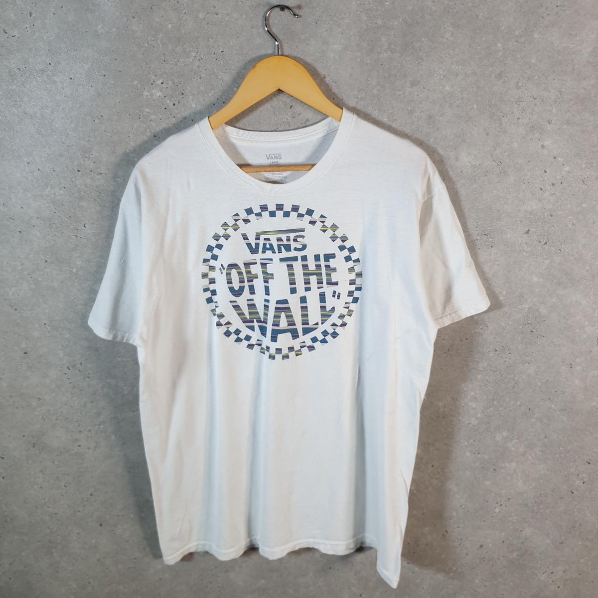 Vintage Vans Off the Wall Graphic T Shirt Men’s Large White Classic Fit Athletic Casual