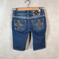 Vintage Miss Me Baggy Y2K Hip Hop Jeans Shorts Jorts Womens W24 Blue Denim Low Rise