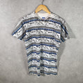 Vintage Pacific Coast Dolphins Graphic Single Stitch T Shirt Men’s Medium Striped Grey