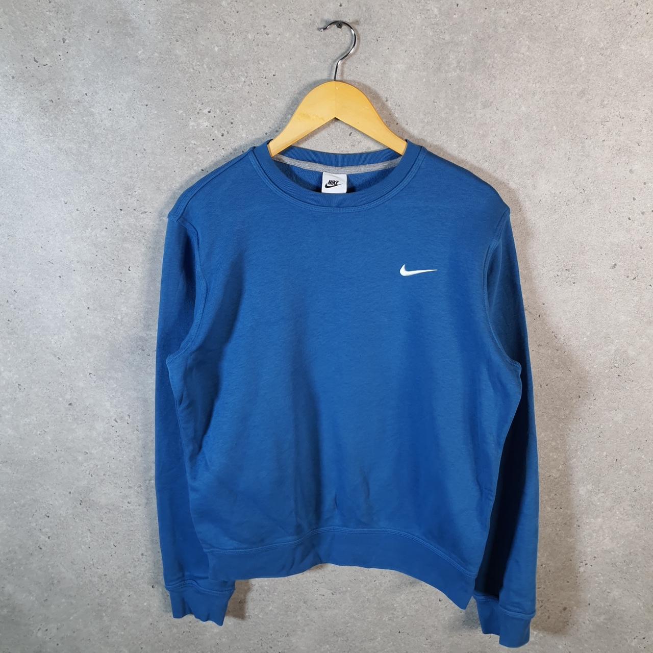 Vintage Nike Club Embroidered Sweatshirt Men’s Medium Blue Swoosh Y2K Pullover Logo