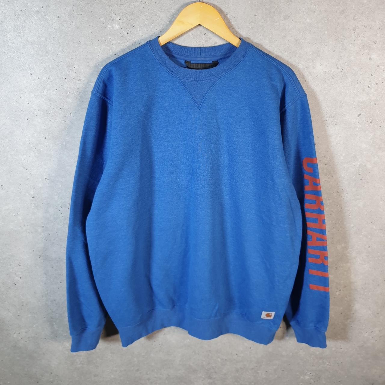 Vintage Carhartt Sweatshirt Mens Medium Blue Pullover Blank USA Loose Fit