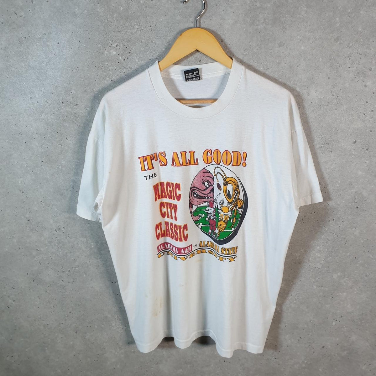 Vintage Fruit of the Loom Alabama Uni Football 90s USA Single Stitch T Shirt Men’s XL White C9565