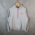 Vintage Nike 1/4 Zip Sweatshirt Men’s Large White Swoosh Y2K Pullover Logo