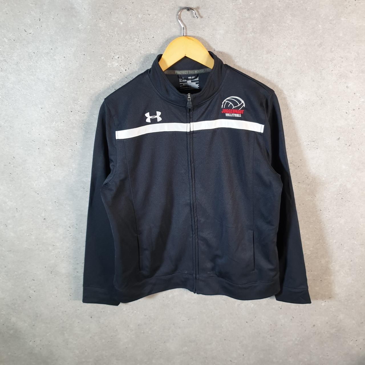 Vintage Under Armour Windbreaker Track Jacket Womens Large Black USA Full Zip