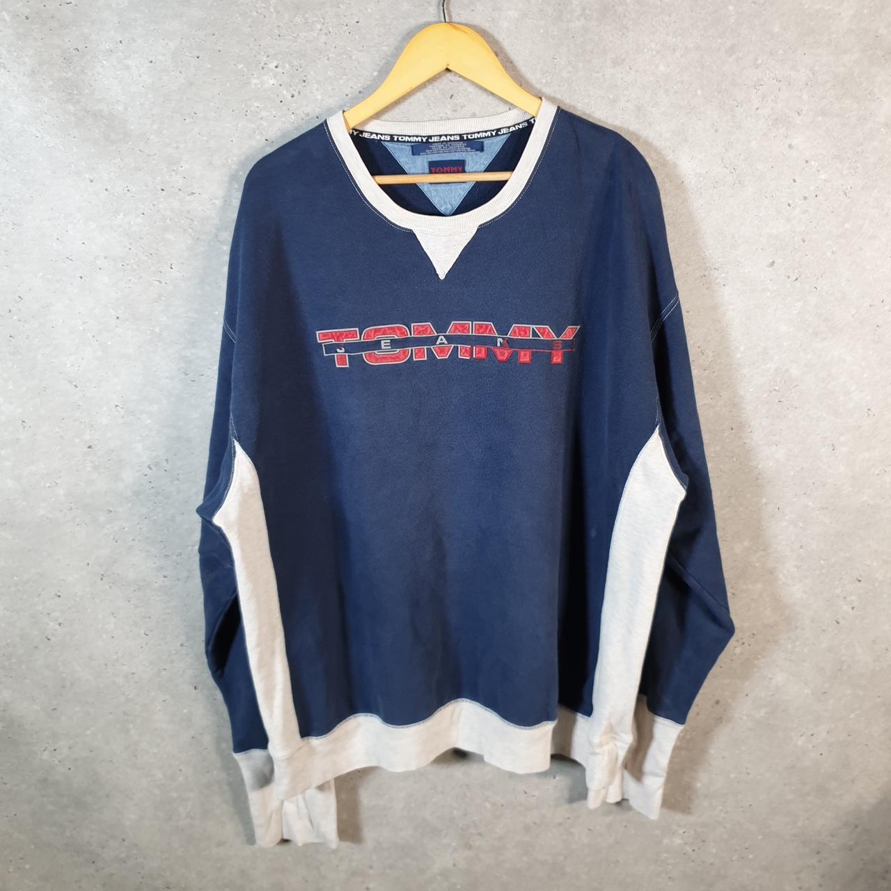Tommy Jeans Embroidered Spellout Sweatshirt Mens XL Blue Pullover