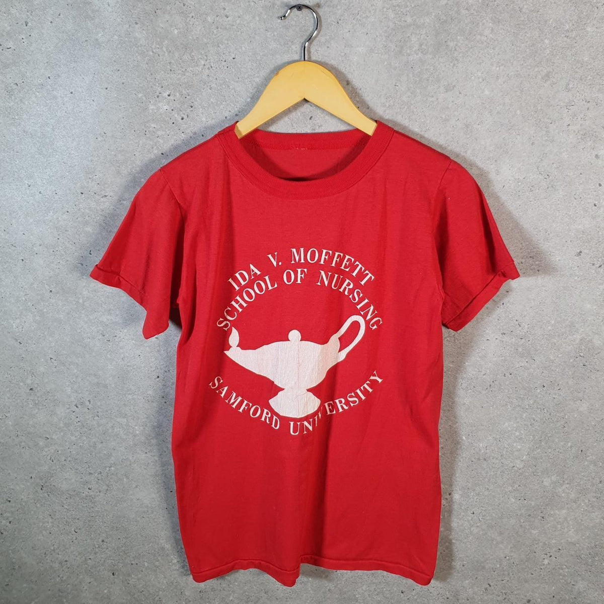 Vintage Samford Uni Nursing 90s USA Single Stitch T Shirt Men’s Small Red C9512