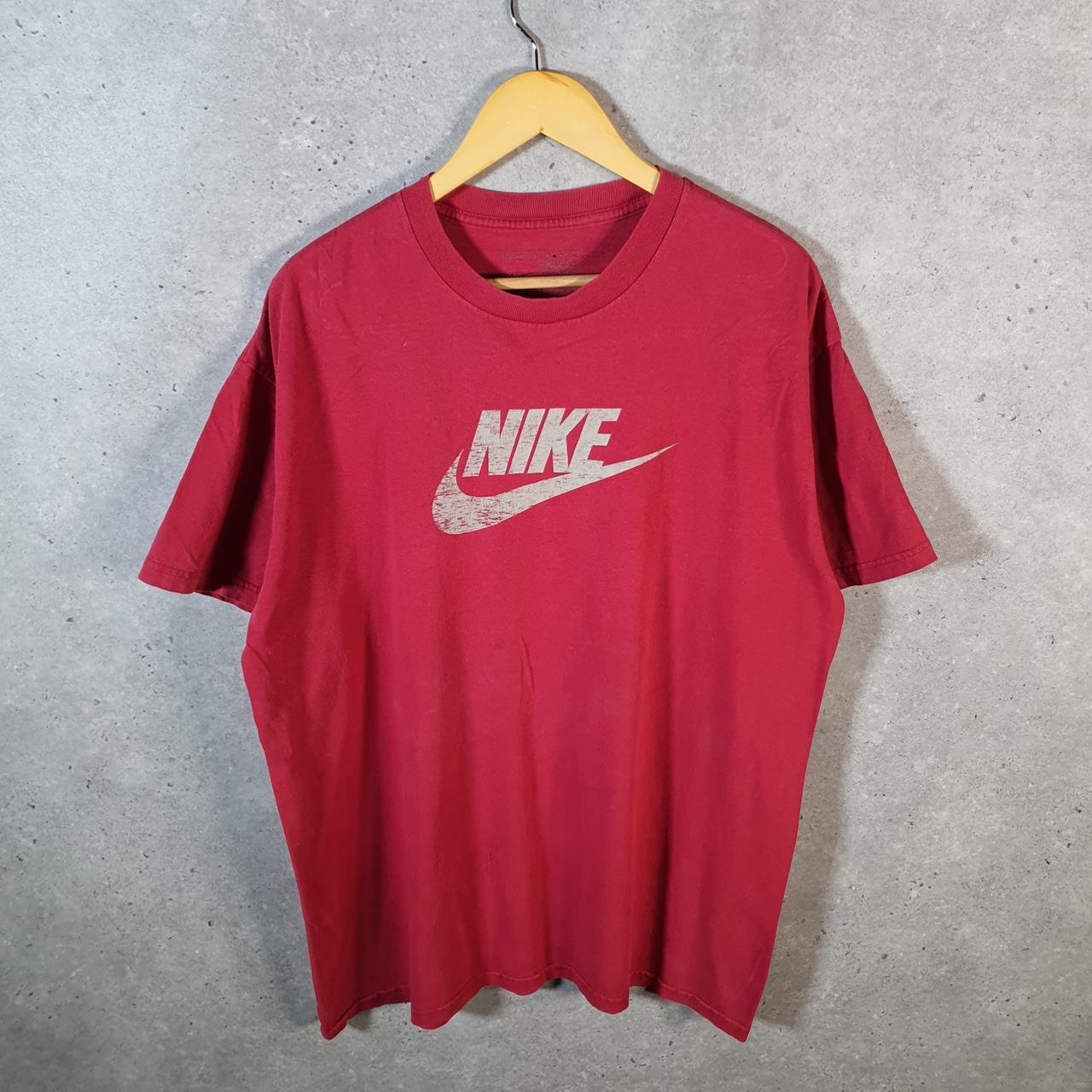 Vintage Nike Club T Shirt Men’s XL Red Logo Spellout Swoosh Athletic