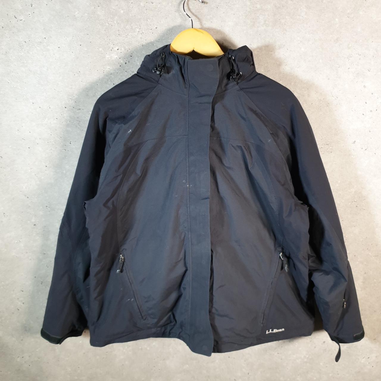 Vintage L.L. Bean Primaloft Nylon Jacket Womens XL Black Hooded Waterproof