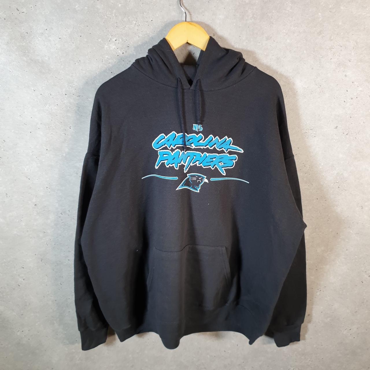 Vintage NFL Carolina Panthers Hoodie Mens 2XL Black Pullover USA Pro Sport