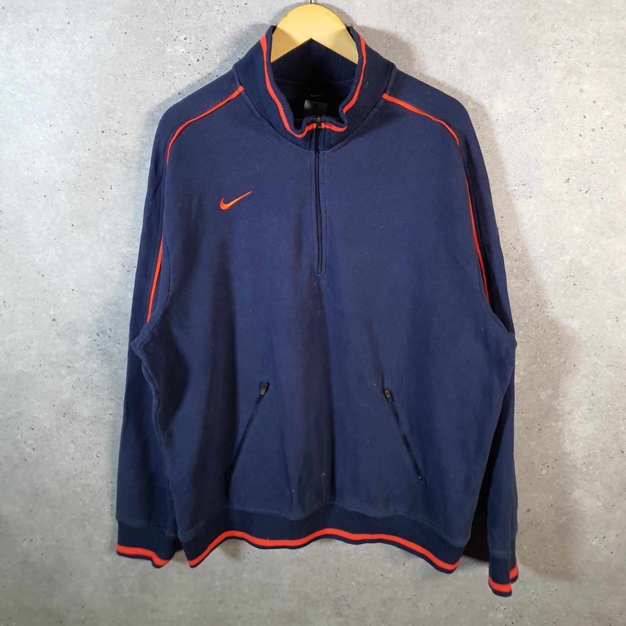 Vintage Nike 1/4 Zip Sweatshirt Men’s XL Navy Blue Swoosh Y2K Pullover Logo