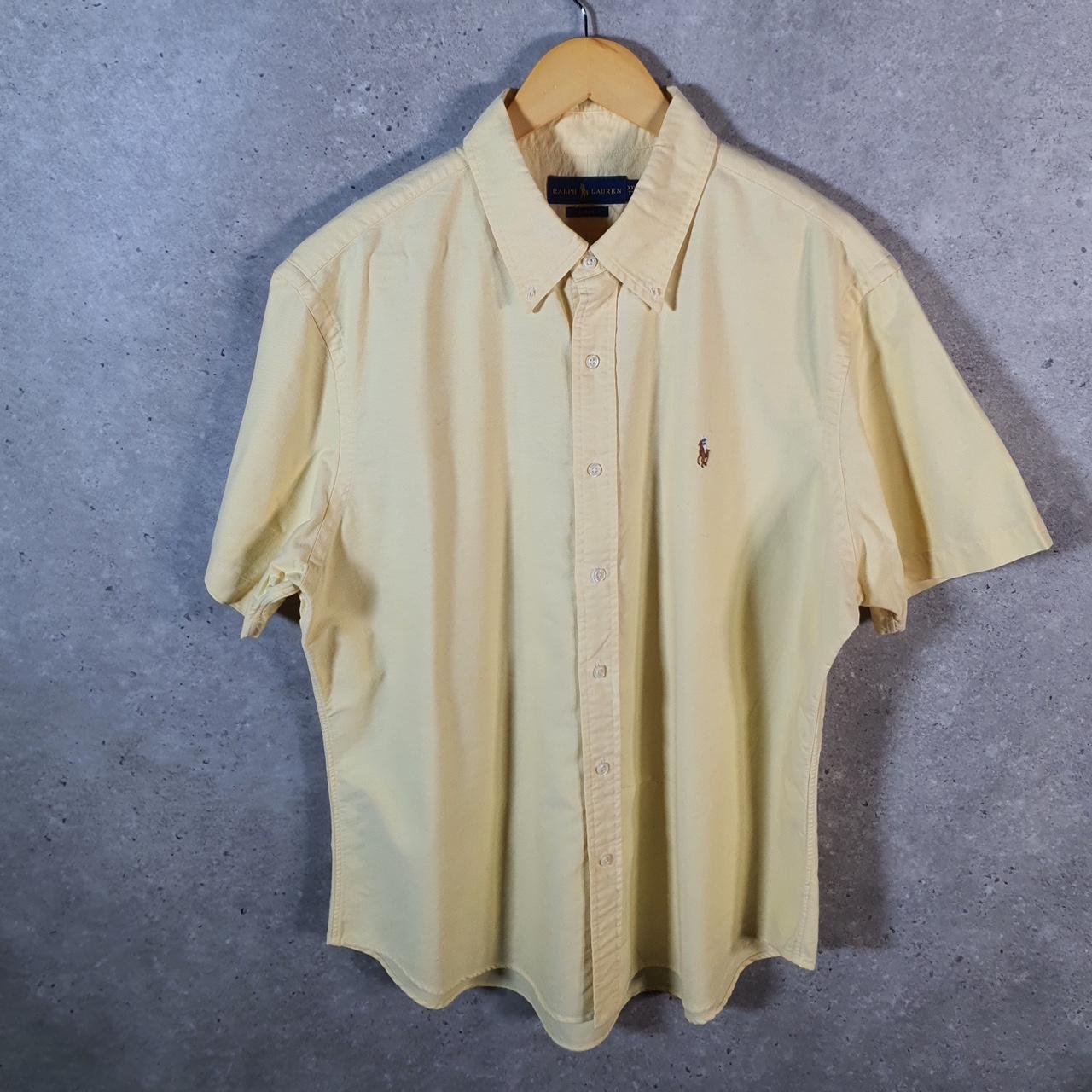 Vintage Ralph Lauren Button Down Shirt Men’s 2XL Yellow Slim Fit Cotton Pony