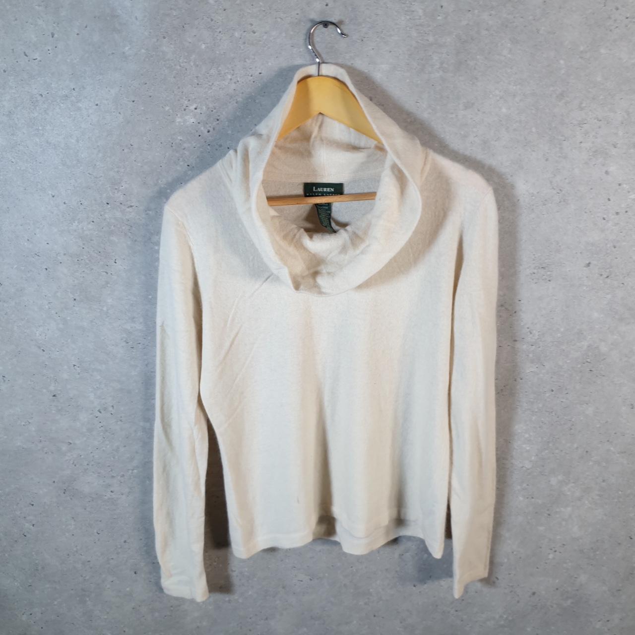 Vintage Ralph Lauren Polo Knit Sweater Womens Medium Cream Cotton Pullover
