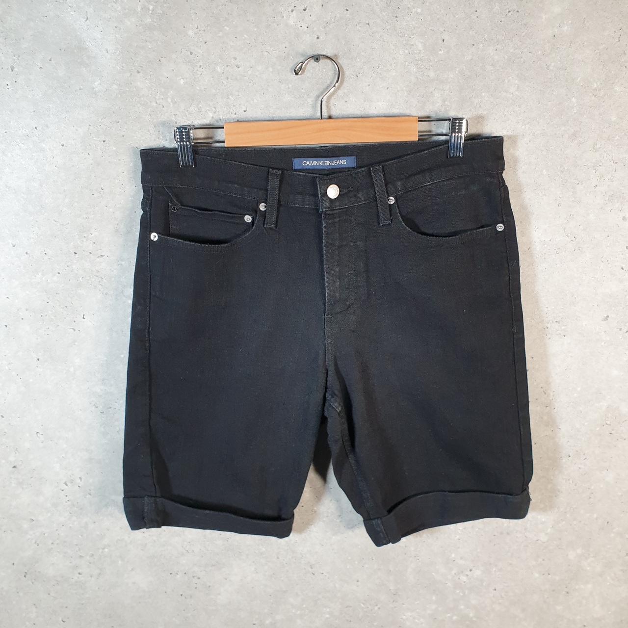 Vintage Calvin Klein Shorts Jorts Cargo Womens W34 Black Relaxed Denim