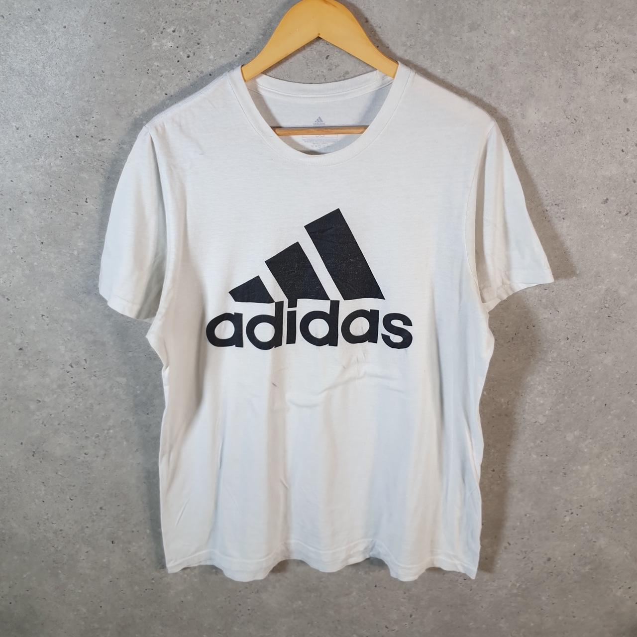 Vintage Adidas Amplifier T Shirt Men’s Large White Three Stripes Logo Athletic