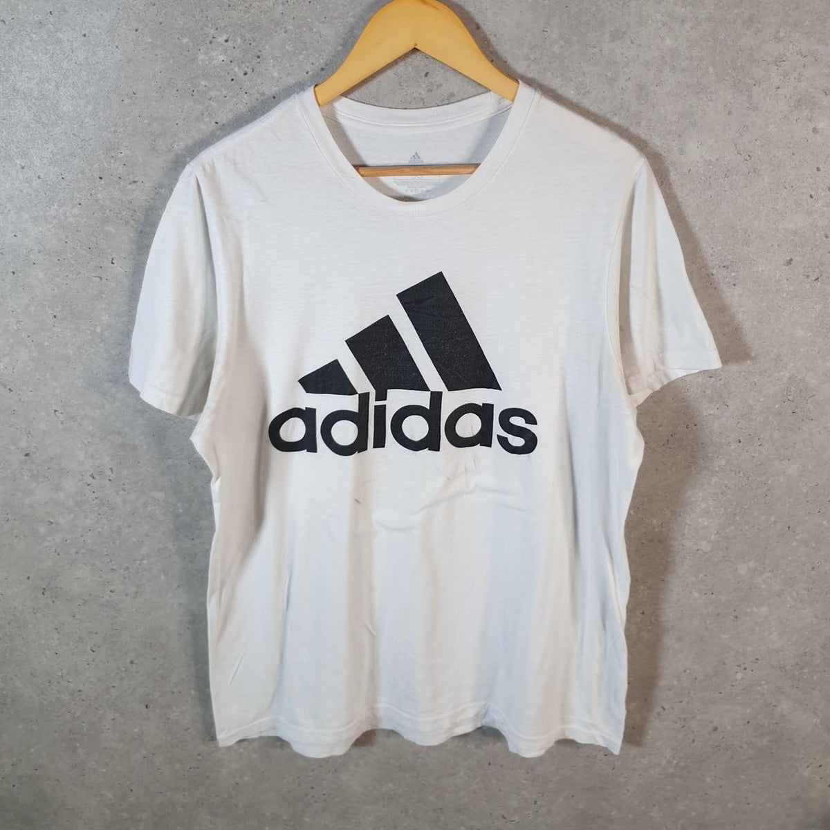 Vintage Adidas Amplifier T Shirt Men’s Large White Three Stripes Logo Athletic
