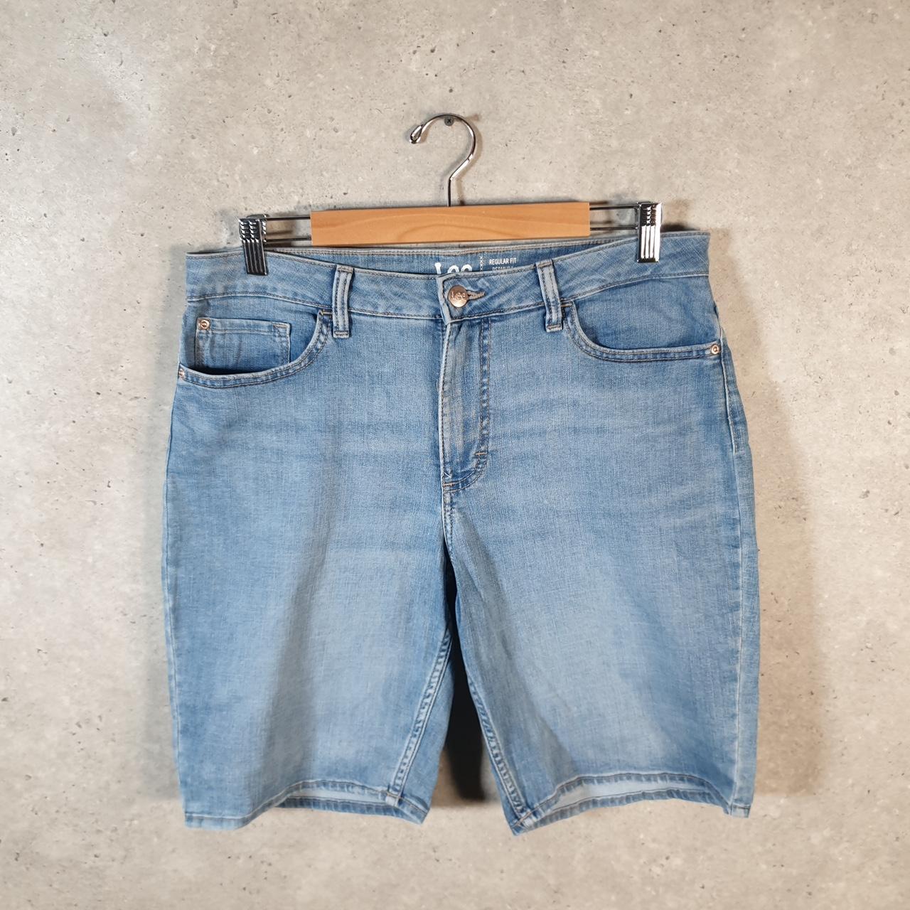 Vintage Lee Baggy Shorts Jorts Cargo Womens W34 Blue Relaxed Denim